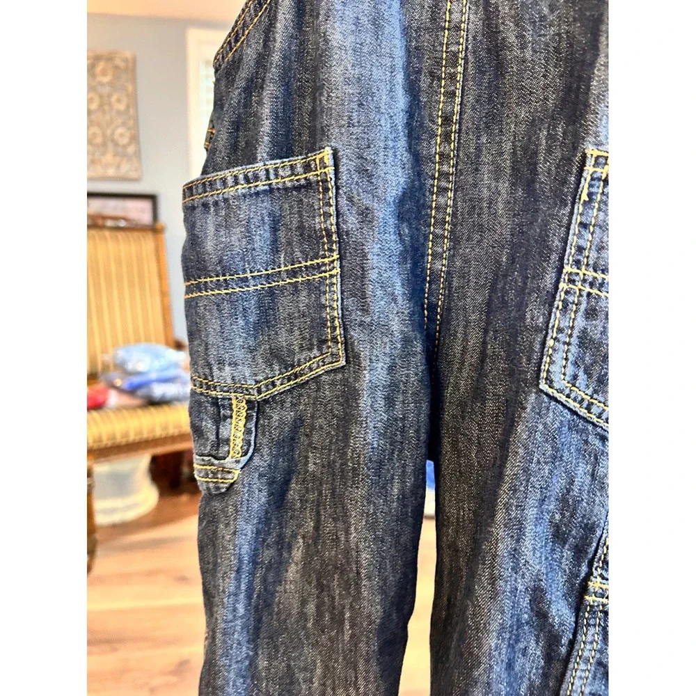 OshKosh Bgosh Kids 12M Blue Denim Flannel Lined Overalls Buffalo Plaid Vestbak